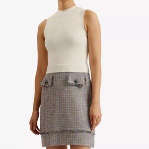 #191 TED BAKER
Mayumid tweed-skirt sleeveless woven mini dress 2